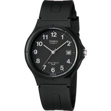 Casio Unisex Core MW59-1BV Black Resin Quartz Watch with Black Dial