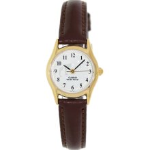 Casio Women's Core LTP1094Q-7B9 Brown Leather Quartz Watch with Beige Dial