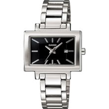 Casio Women's Core LTP1332D-1A Silver Stainless-Steel Quartz Watch with Black Dial