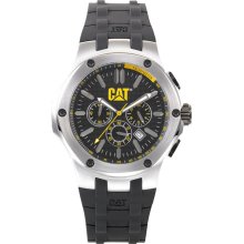 CAT Mens Navigo Chronograph Stainless Watch - Black Rubber Strap - Black Dial - A1.143.21.124