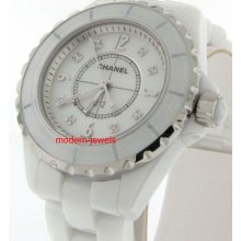 Chanel H2422 J12 White Ceramic Quartz Ladies 33 Mm Mop Diamond Dial Watch