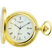 Charles Hubert Gold-plated Off-White Dial with Date Pocket Watch