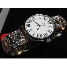 Charles Hubert Modern Watch Stainless Steel Case/bracelet White Dial Date Roman