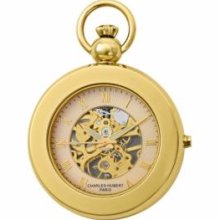 Charles-Hubert- Paris 3848 Gold-Plated Mechanical Picture Frame Pocket Watch