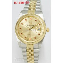 Cheaper Men Sport Watch Quartz Diamond Gold Dial Bezel Reginald Stai