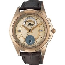 Citizen Eco-drive Moon Phase Leather Japan Sapphire Watch Bu0003-02p Bu0002-21p