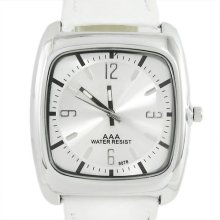 Classic Quartz Leather Strap Men Women Ladies Analog Hours Wrist Watch White