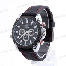 Classic Six Hands Date Rubber Band Men Women Mechanical Wrist Watch 2colors
