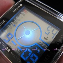 Clock Digital Hours Date Alarm Led Men White Rubber Wrist Watch W053
