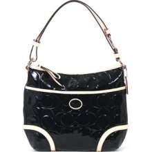 Coach Peyton Embossed Black Patent Leather Shoulder Crossbody Bag Handbag