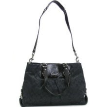 Coach Purse F15510 Ashley Fabric Black & Leather Trim Tote