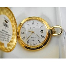 Colibri Swiss Parts Goldtone White Face Pocket Watch/ Date