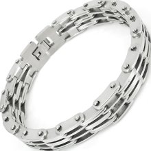 Cool Mens Silver Stainless Steel Bracelet Bangle Chain