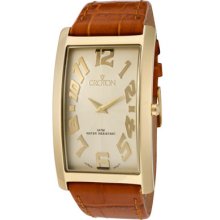 Croton Watches Men's Aristocrat Champagne Guilloche Dial Brown Genuine