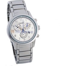 CURREN High Quality White Steel Men's Analog Watch with 3 Subdails(Silver)