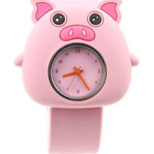 Cute Cartoon Animal Pig Children Boy Girl Silicone Slap Watch Pink