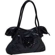 Danica Croco Embossed Faux Leather Handbag Black
