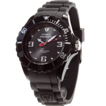 Detomaso Colorato 44Mm Large Unisex Quartz Watch With Black Dial Analogue Display And Black Silicone Strap Dt2012-B