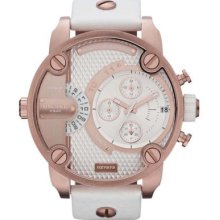 Diesel Dz7271 White Rosegold Sba Little Daddy Watch Mens 2 Time 51mm Chronograph