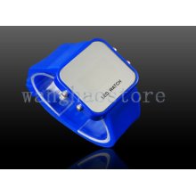 Digital Led Wristband Date Day Mirror Gel Cube Fashion Watch Men Women Hour Blue