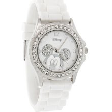 Disney Mickey Mouse Ice Crystal White Rubber Band Watch MK1110