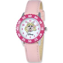 Disney Muppets Kids Miss Piggy Pink Leather Band Time Teacher Watch