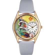 Dolphin Navy Blue Leather And Goldtone Watch ...