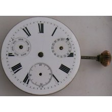 Double Date Pocket Watch Movement & Dial 42 Mm. Balance Broken To Restore