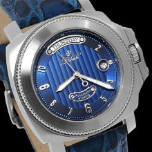 Doubule Luxury Mens Automatic Sapphire Blue Date Day Multi Function $995