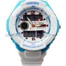 Dual Display Analog Digital Multifonction Fashion Sport Wrist Watch White
