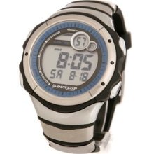 Dunlop DUN-28-G03 - Dunlop Men Digital Chronograph Watch, Blue Dial Details And Black Rubber Band.