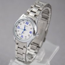 Elegant Bling Crystal Silver Stainless Steel Band Women's Lady Dress Wrist Watch
