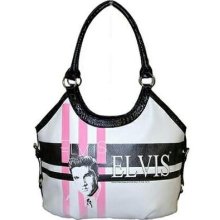 Elvis Presley Large White, Black, Pink Satchel Handbag/shoulder Bag