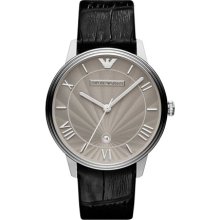 Emporio Armani Watch, Mens Black Croco Leather Strap 41mm AR1612