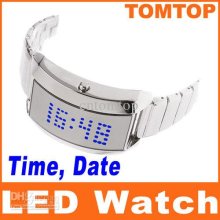 Ems Silver Men's Unique Blue Led Digital Wrist Watch Luxury Unisex W