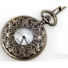 Engraved Copper Plated Half Hunter Antique Pocket Watch For Men,pock