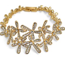 Exquisite Golden Flower Austrian Crystal Link Bracelet
