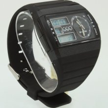 Fashion Ak8116 Dual Time Men Boy Sport Diving Digital Quartz Wrist Watch Black