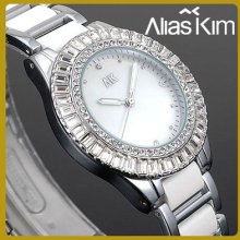 Fashion Alias Kim Ladies Rose Golden Crystal Dial Quartz Wrist Watch