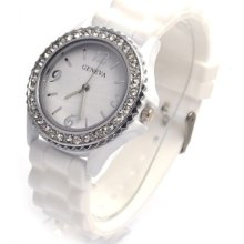 Fashion Crystal Zebra Dial Silicone Quartz Unisex Women Men Jelly Wrist Watches