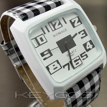 Fashion Cute Quartz Hours Dial Leather Girl White Black Young Wristwatch Wv061