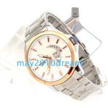 Fashion Date Day Stainless Steel Quartz Eyki Wrist Watch Men's Gift