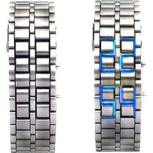 Fashion Digital Lava Wrist Watch Bracelet Iron Metal Led Metal Samurai Mens Boys