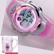 Fashion Gift Ohsen Lovely Ladies Girls Pink Waterproof Quartz Sport Wrist Watch