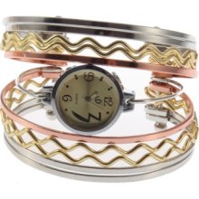 Fashion Gift Women Lady Charming Bracelet Dial Quartz Wrist Watch Tone Bangle