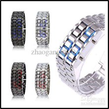 Fashion Lava Men's Iron Samurai Metal Digital Led Faceless Bracelet