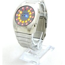 Fashion Mirror Led Circle Dial Digital Sports Mens Women Lady's Watch Gift