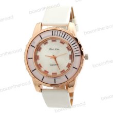 Fashion Special Dial Ladies Women White Band Analog Quartz Bracelet Wrist Watch