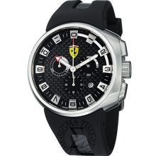 Ferrari Men Podium Black Fiber Dial Chronograph Quartz Watch Fe-10-acc-cg/fc-fc