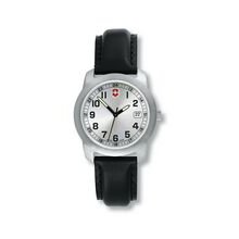 Field Watch With Small Silver Dial & Black Leather Strap